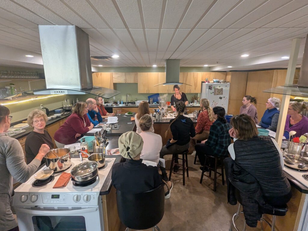 Off-season cooking class at the Marquette Food Co-op. 
